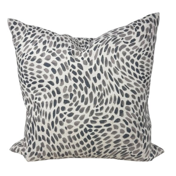 Decorative Throw Pillow 20" Feather Down Cream Shades of Gray Abstract Animal - Picture 1 of 8
